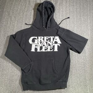 Greta Van Fleet Hoodie Sweatshirt Sz S Black Logo Pullover Cotton 80% Poly 20%